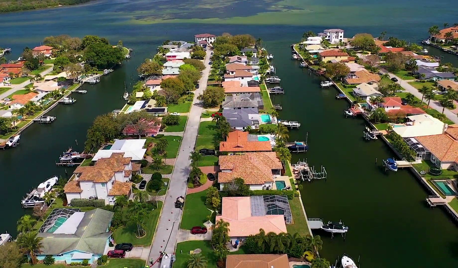 Aerial Venetian Isles canal grid