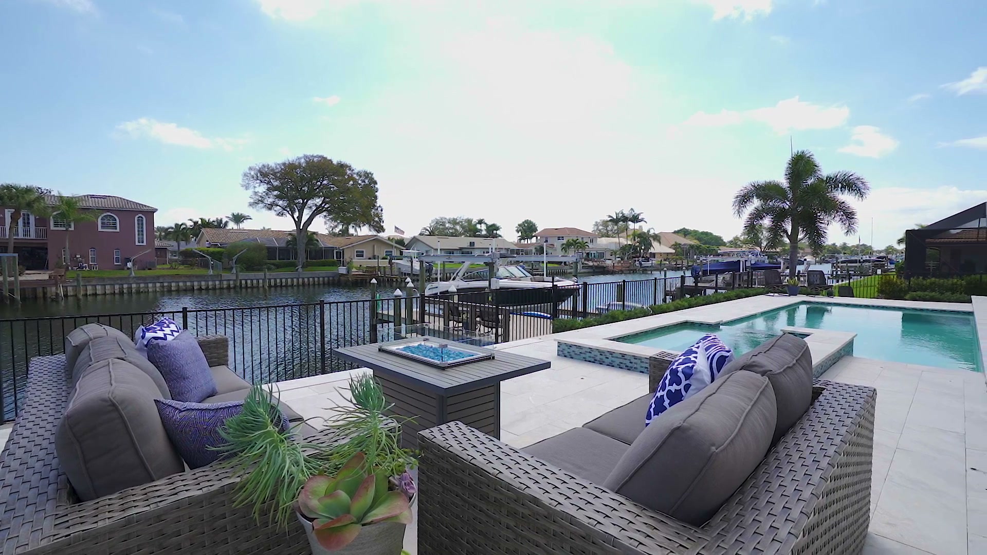 Fire table and pool area